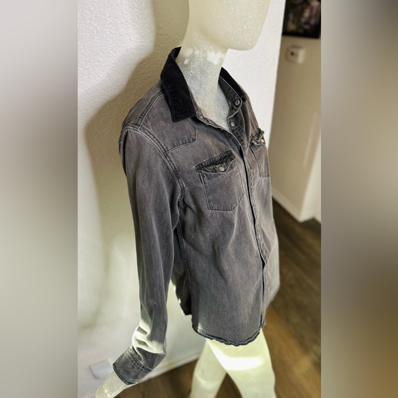 All Saints Men’s Flaxton Washed Denim Long Sleeve Button Down Top. Size Small - Picture 7 of 15